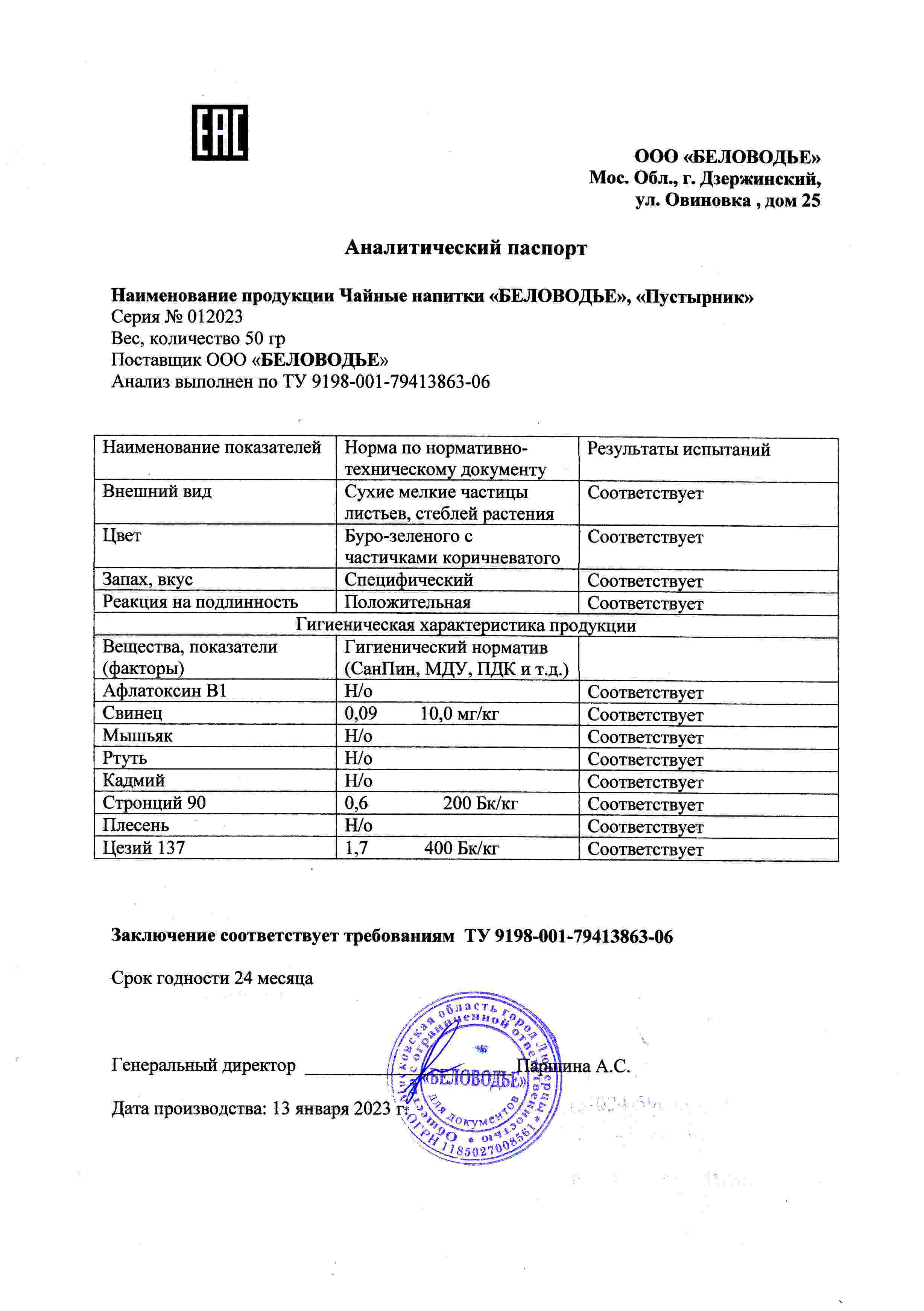 Паспорт №012023